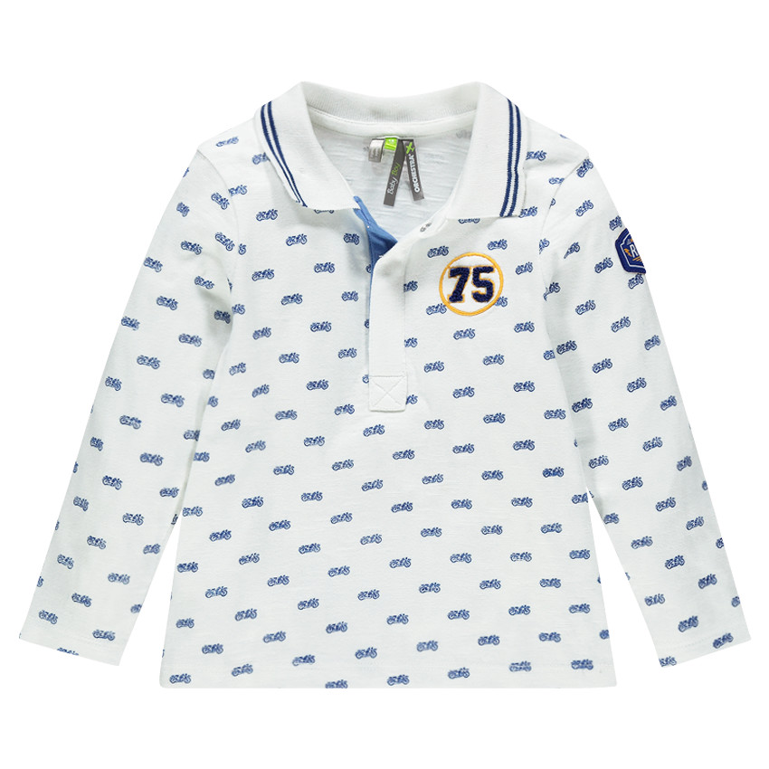 Μακρυμάνικο πόλο από slub με διάσπαρτες μοτοσικλέτες 