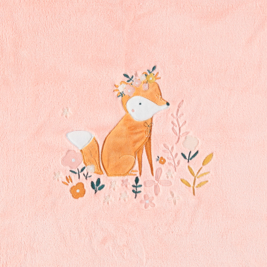 Κουβερτάκι βελουτέ με κεντημένη αλεπού 