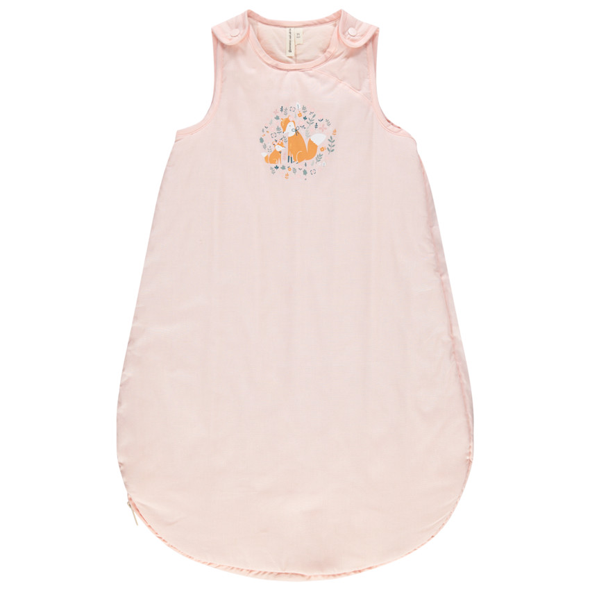 Αμάνικος υπνόσακος σε απαλό ροζ με τυπωμένες αλεπούδες 