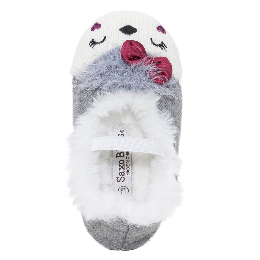 Παντοφλάκια πλεκτά με ψεύτικη γούνα 