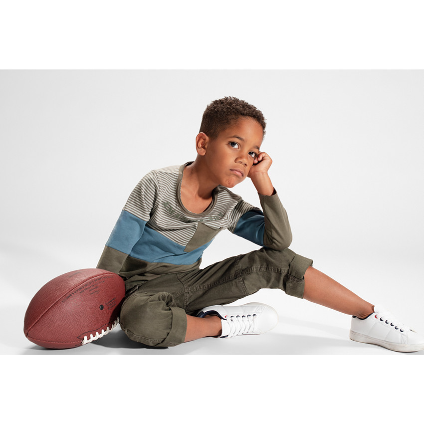 Μακρυμάνικη μπλούζα από ζέρσεϊ με ρίγες και τσέπη 