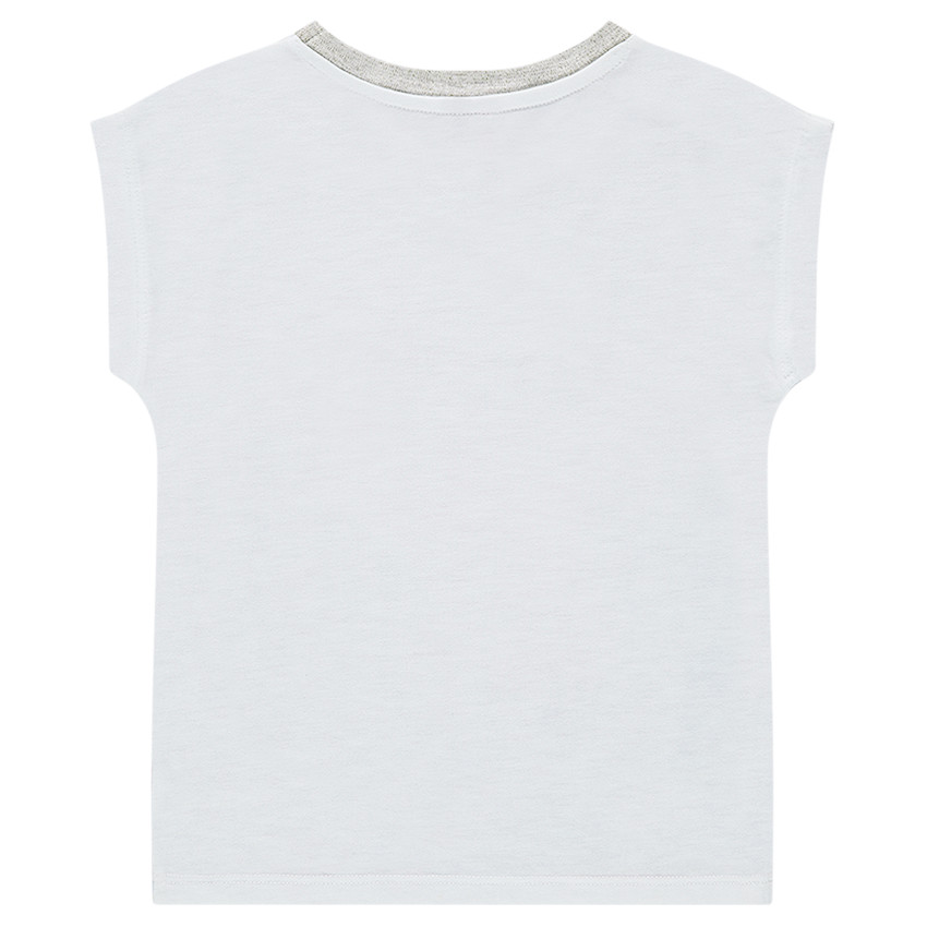 Παιδικά - Κοντομάνικη μπλούζα σε τετράγωνη γραμμή με στάμπα φλοράλ σε όλη την επιφάνεια 