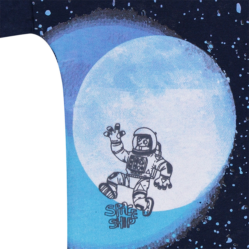 Μακρυμάνικη μπλούζα σε τετράγωνη γραμμή με στάμπα γαλαξία 