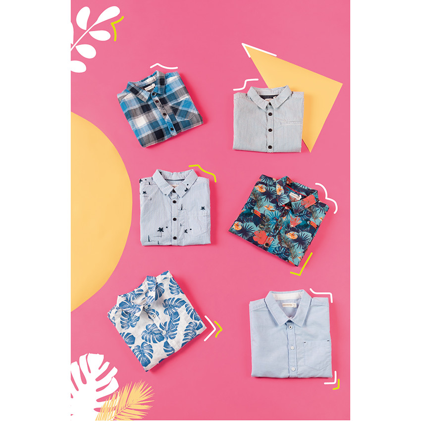 Πουκάμισο κοντομάνικο με λεπτές κάθετες ρίγες  