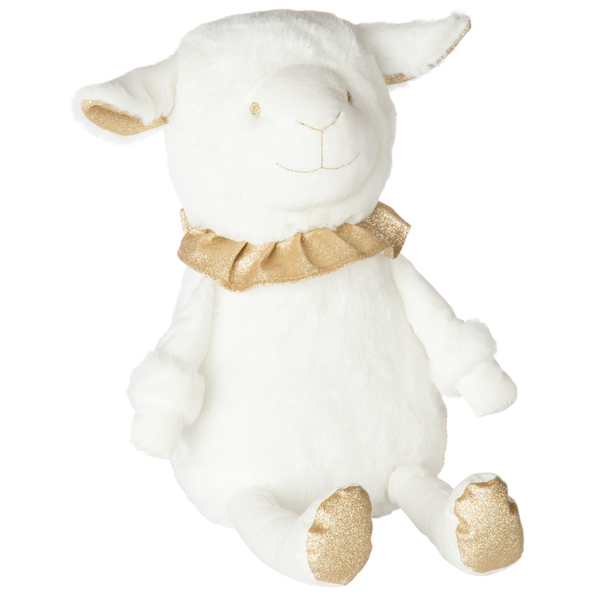 Mouton en peluche à détails dorés 