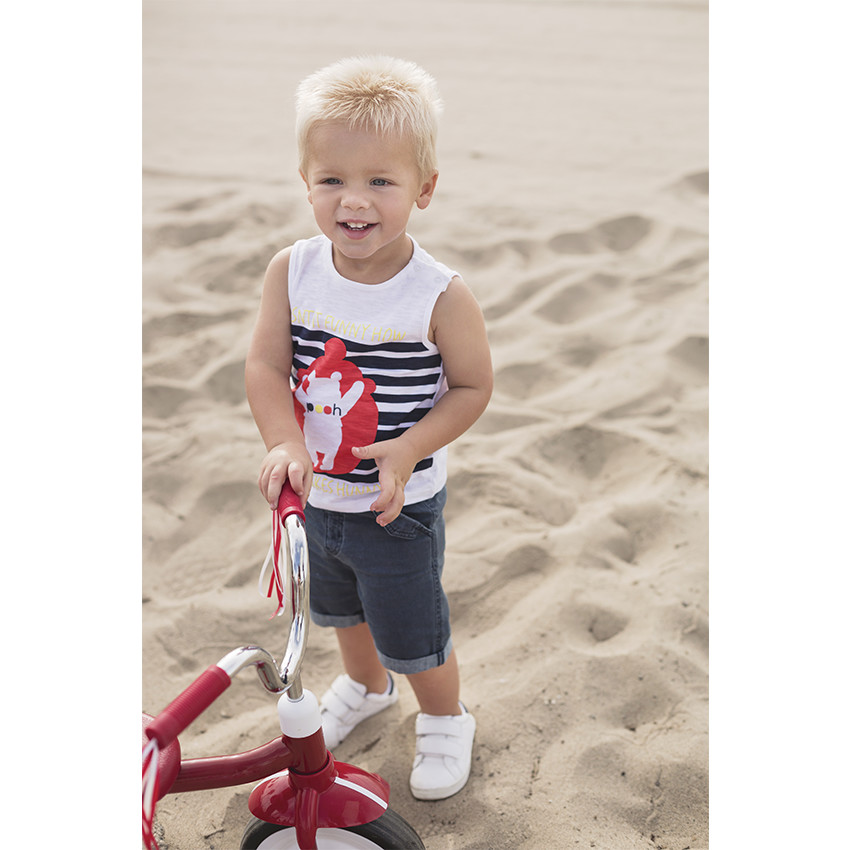 Βαμβακερή βερμούδα νηματοβαφή με κυψελωτή ύφανση 