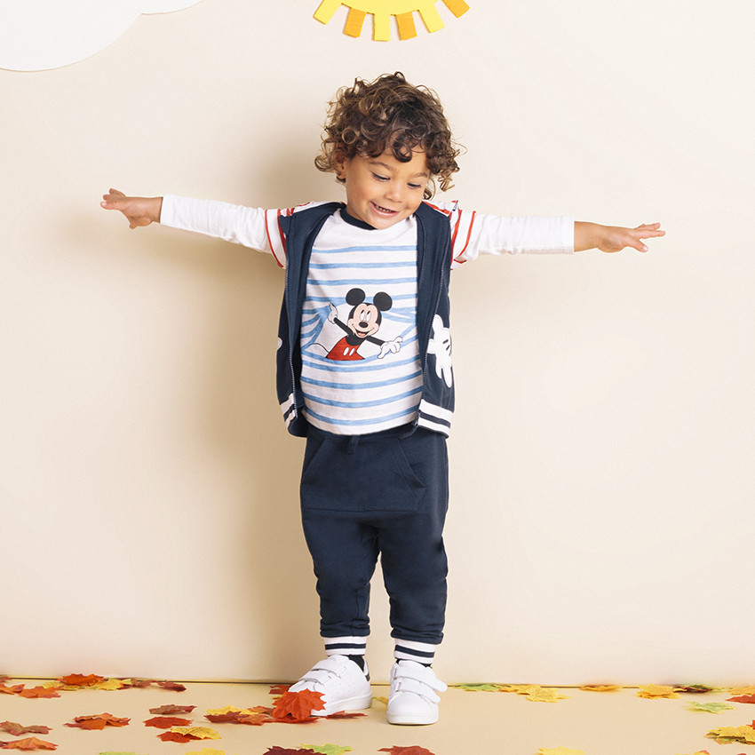 Jogging 3 pièces avec t-shirt rayé print Mickey Disney 