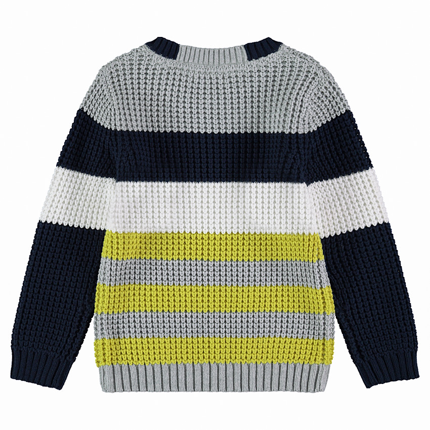 Χοντρό πλεκτό πουλόβερ με λωρίδες που κάνουν αντίθεση 