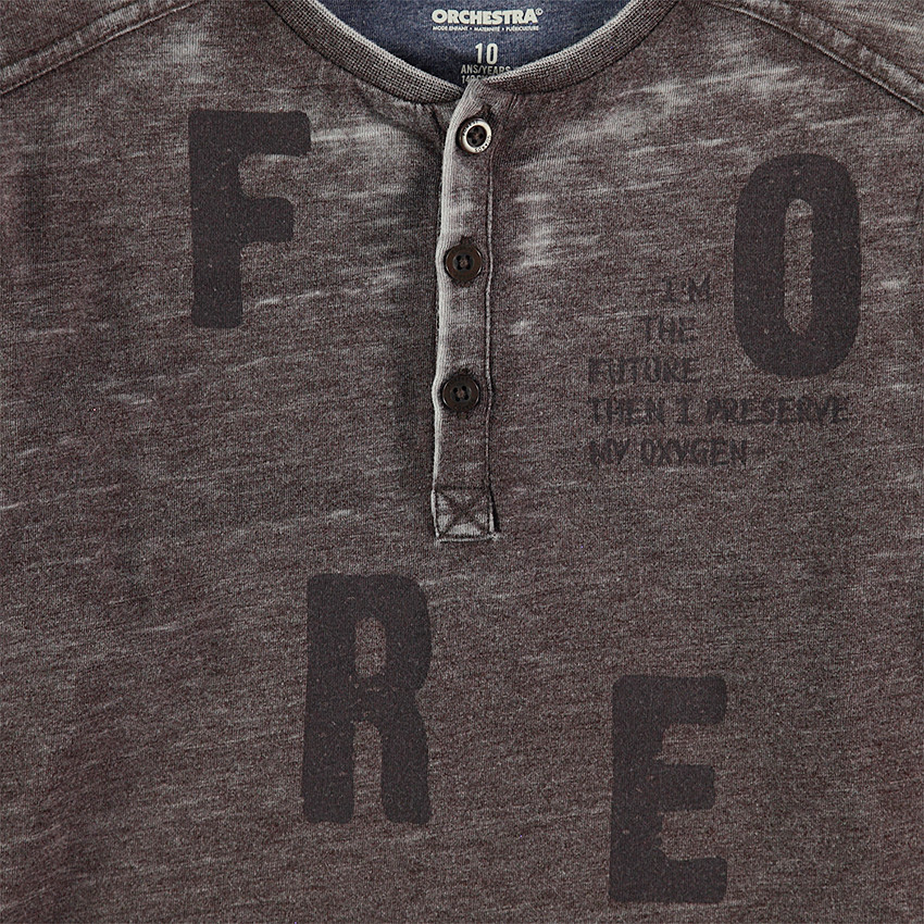 Παιδικά - Μακρυμάνικο πόλο μελανζέ με τυπωμένα γράμματα 