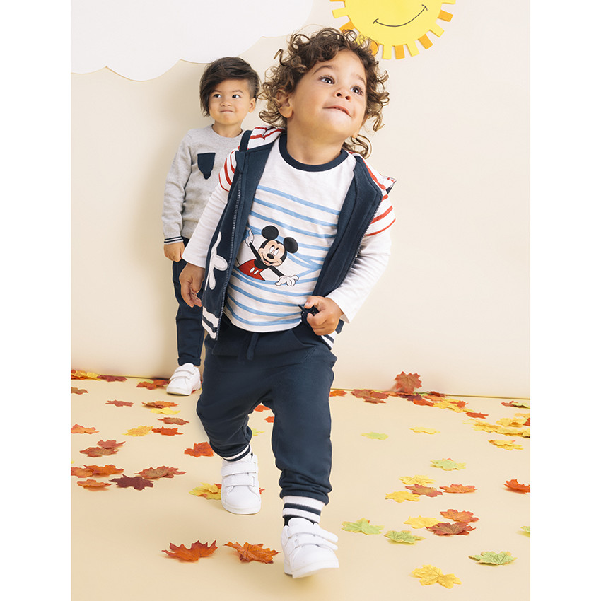Jogging 3 pièces avec t-shirt rayé print Mickey Disney 