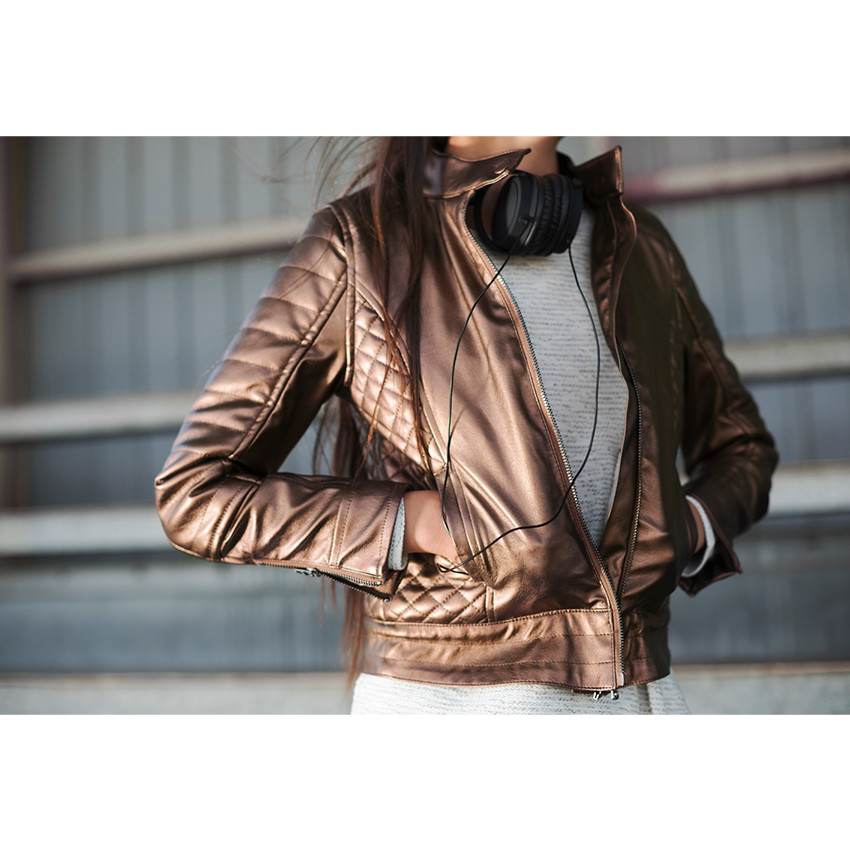 Παιδικά - Μπουφάν σε απομίμηση δέρματος με μεταλλιζέ εφέ 