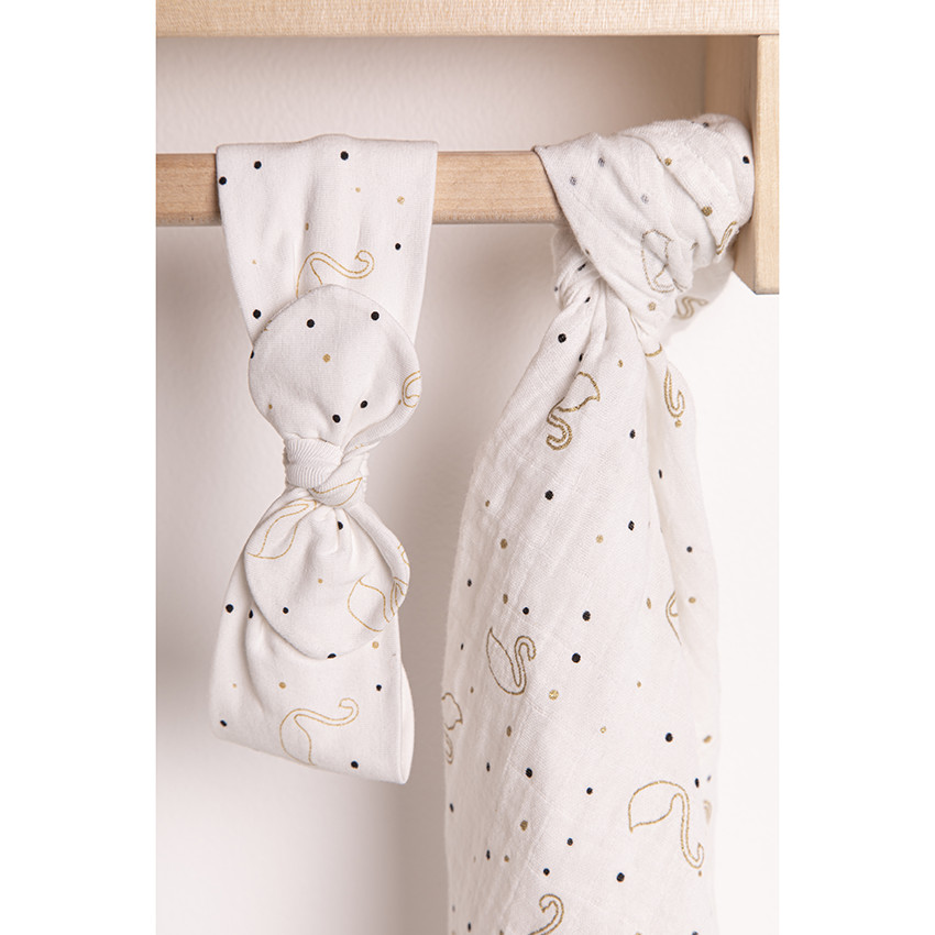 Σετ από 3 πάνες σε πουά από οργανικό βαμβάκι ,με κύκνους 