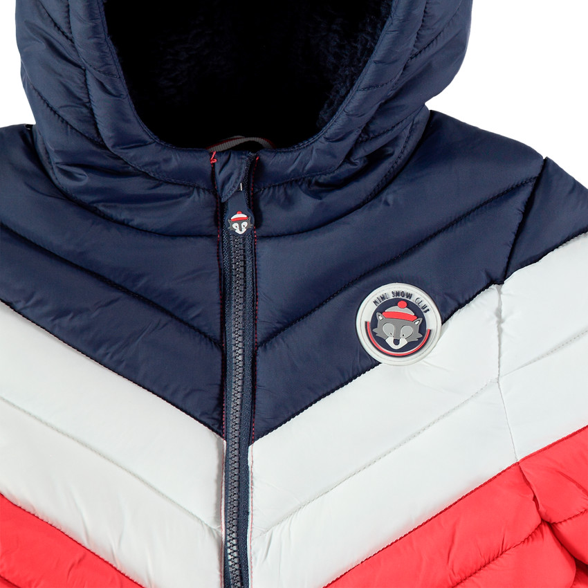 Μπουφάν τρίχρωμο καπιτονέ  με κουκούλα  