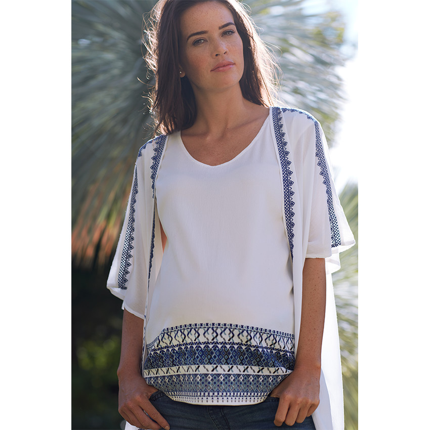 Αμάνικο τοπ εγκυμοσύνης με έθνικ σχέδιο 