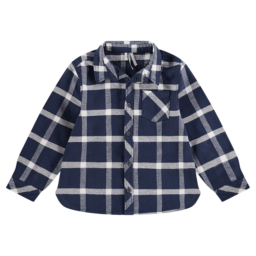 Παιδικά - Μακρυμάνικο πουκάμισο από φανέλα καρό με τσέπη 