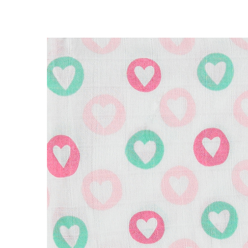 Πάνα 100 x 100 εκ. από ίνες μπαμπού, με εμπριμέ μοτίβο καρδιές 