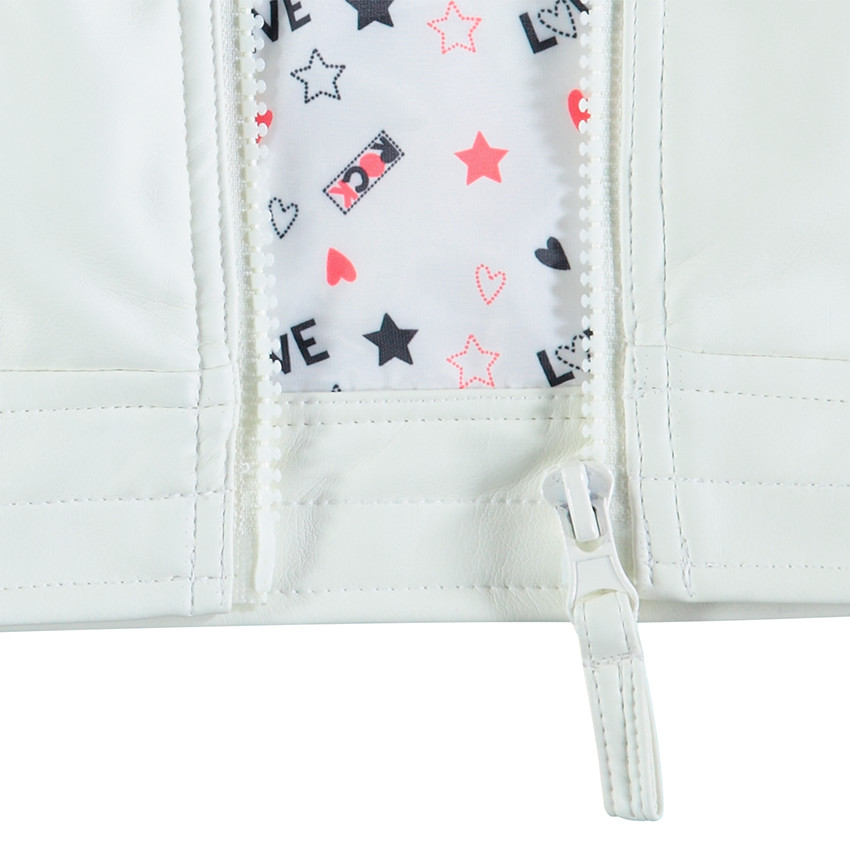 Τζάκετ perfecto σε απομίμηση δέρματος με καρδιές από πούλιες και φράση πίσω 