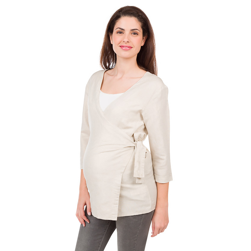 Ζακέτα εγκυμοσύνης με γυαλιστερή ύφανση με λινό  