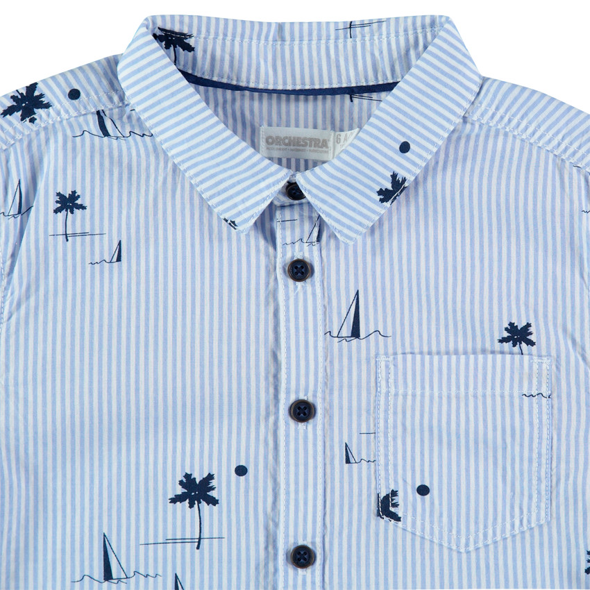 Κοντομάνικο πουκάμισο με ρίγες και φοίνικες 