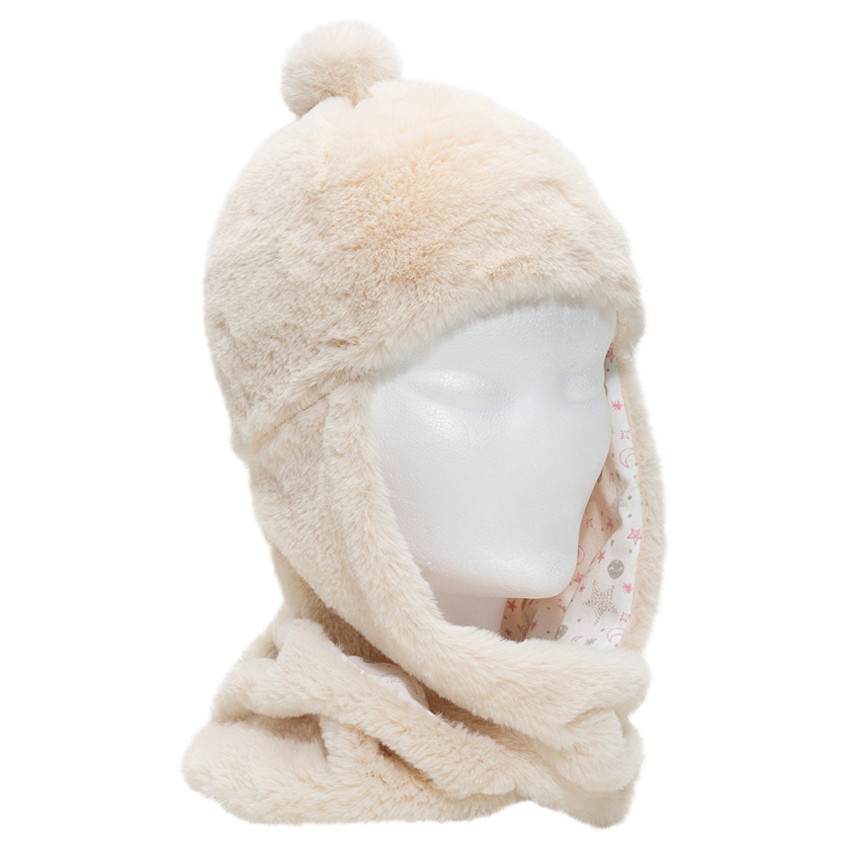 Σκούφος με ενσωματωμένο κασκόλ από sherpa και επένδυση ζέρσεϊ 