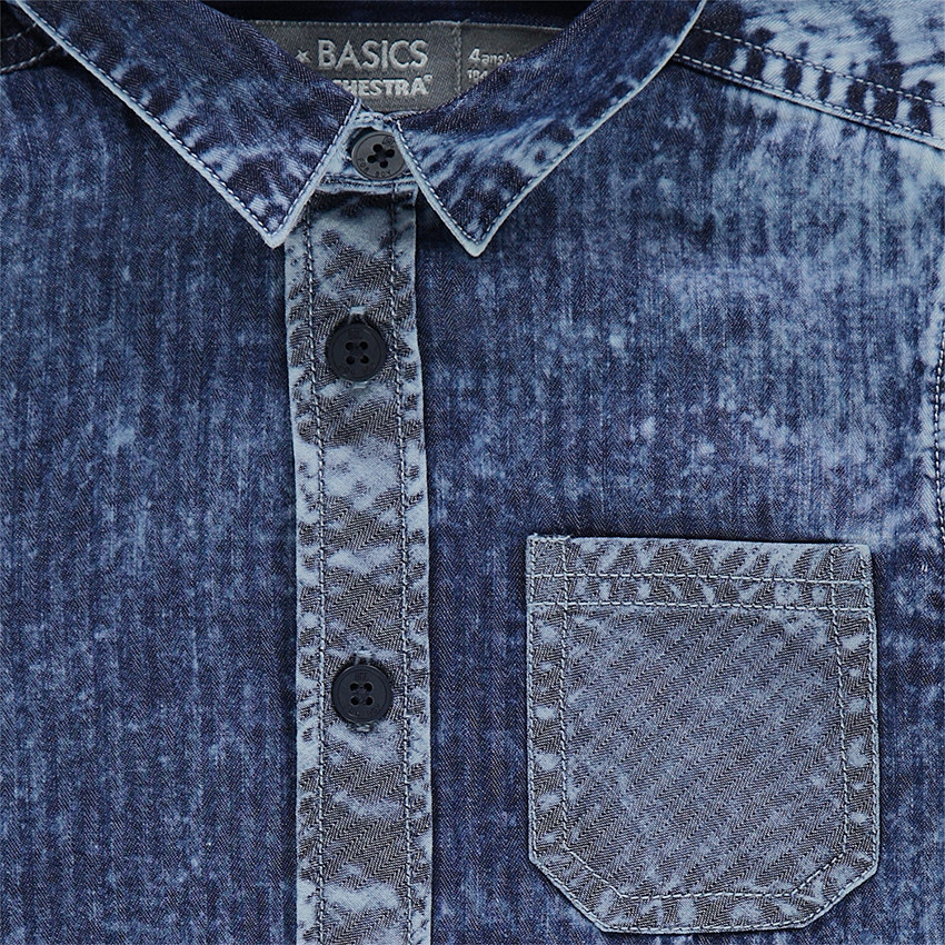 Μακρυμάνικο πουκάμισο με όψη ξεβαμμένου ντένιμ και ρίγες 