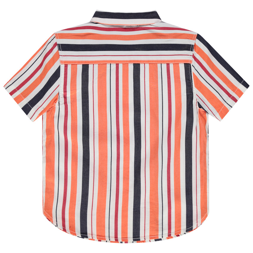 Κοντομάνικο πουκάμισο με κάθετες ρίγες και τσέπη 