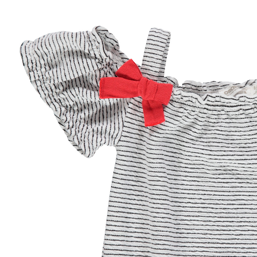 Ολόσωμη φόρμα ριγέ με ελεύθερους ώμους  