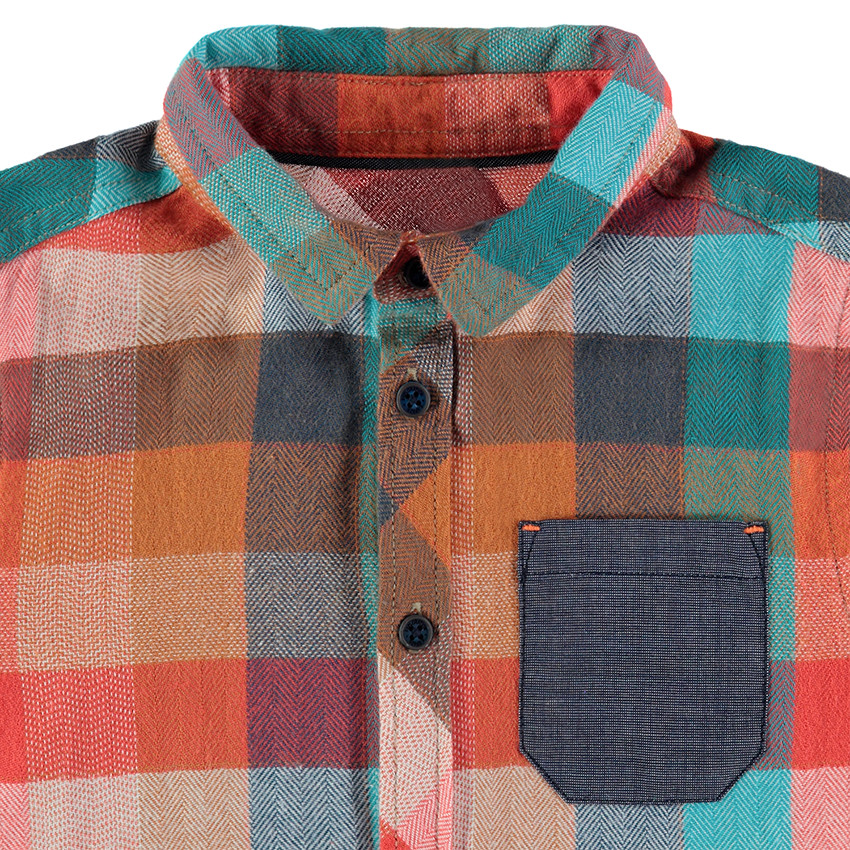 Μακρυμάνικο καρό πουκάμισο με σαμπρέ τσέπη 