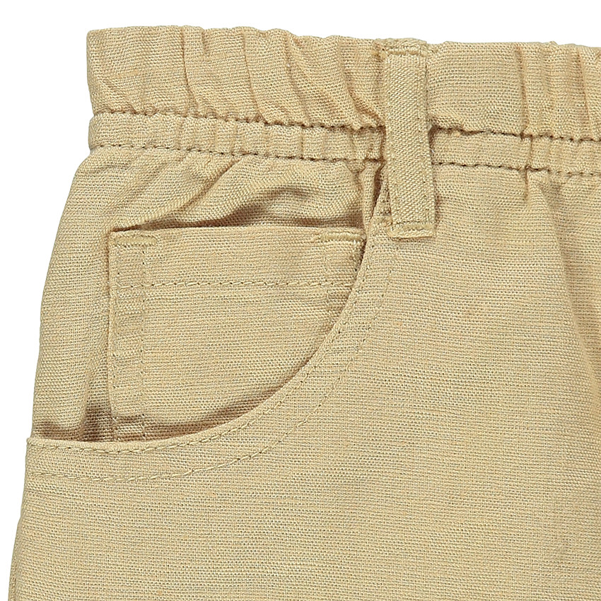 Μονόχρωμο παντελόνι από λινό και βαμβάκι  