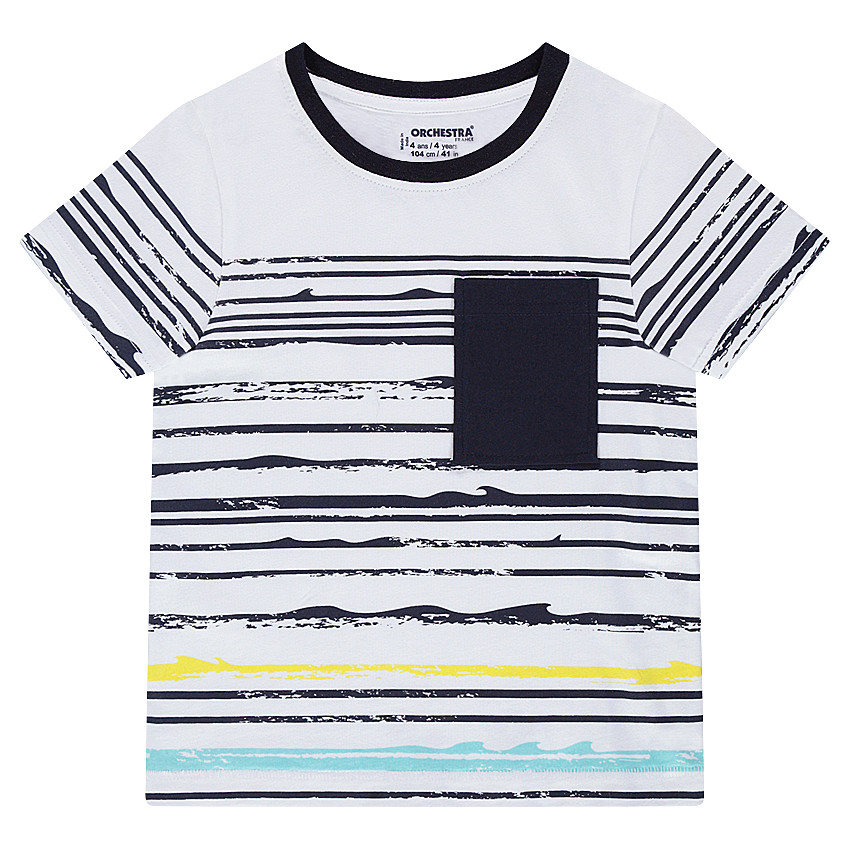 Κοντομάνικη μπλούζα από ζέρσεϊ με κυματιστές ρίγες και τσέπη 