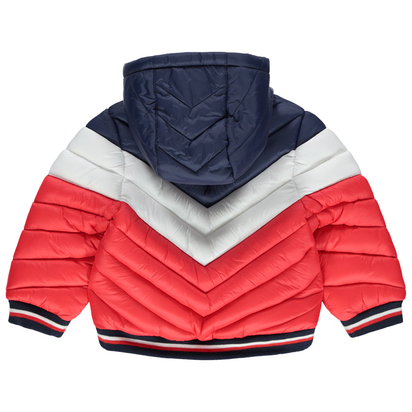 Μπουφάν τρίχρωμο καπιτονέ  με κουκούλα  