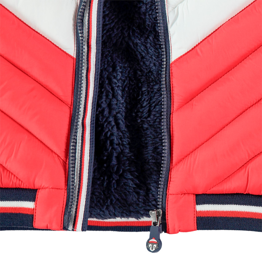 Μπουφάν τρίχρωμο καπιτονέ  με κουκούλα  