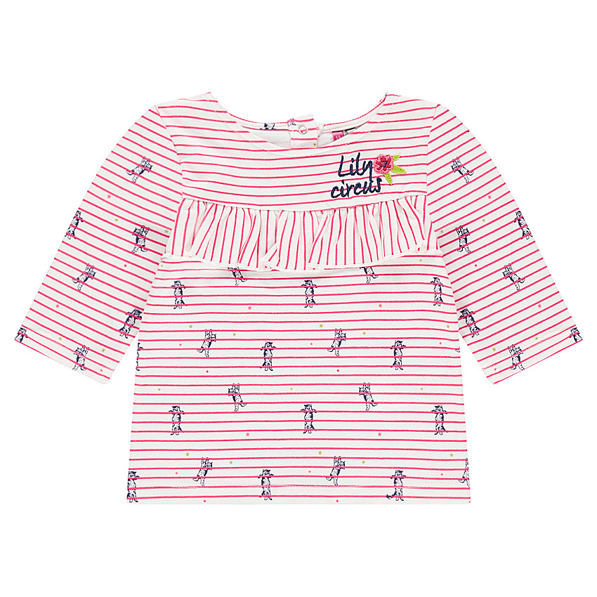 Ριγέ μαρινιέρα με βολάν και εμπριμέ μοτίβο 