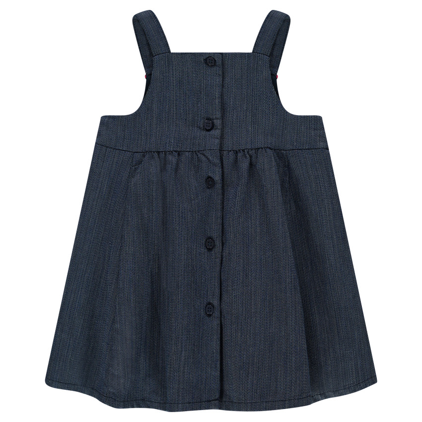 Βαμβακερό φόρεμα με κεντήματα και χρωματιστές φουντίτσες 