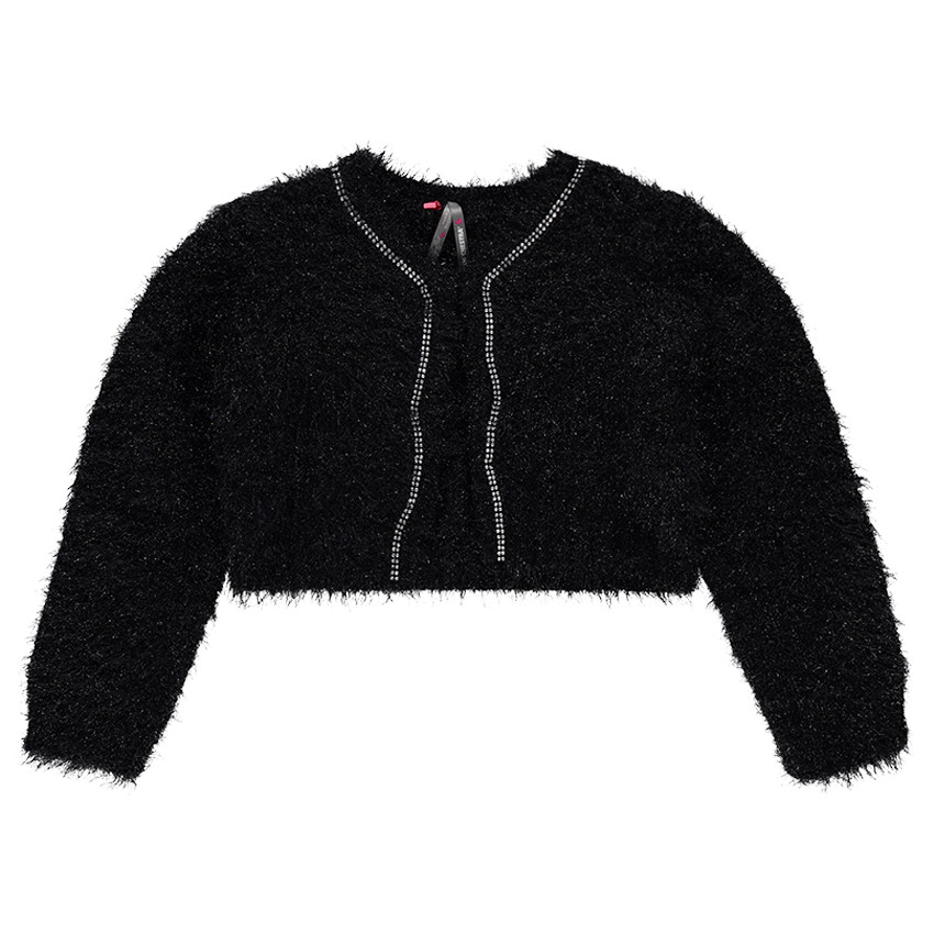 Κοντή πλεκτή ζακέτα με στρας 