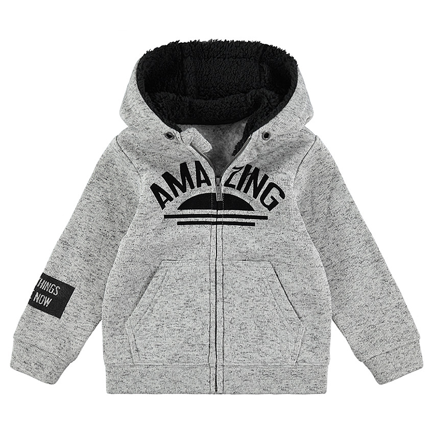Παιδικά - Ζακέτα από φανέλα με άνοιγμα με φερμουάρ και τυπωμένα κείμενα 