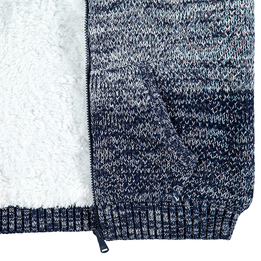 Παιδικά - Πλεκτή ζακέτα με κουκούλα μελανζέ, με ντεγκραντέ εφέ και επένδυση sherpa 