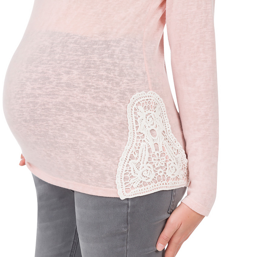 Μακρυμάνικη μπλούζα εγκυμοσύνης με λεπτομέρεια δαντέλα 
