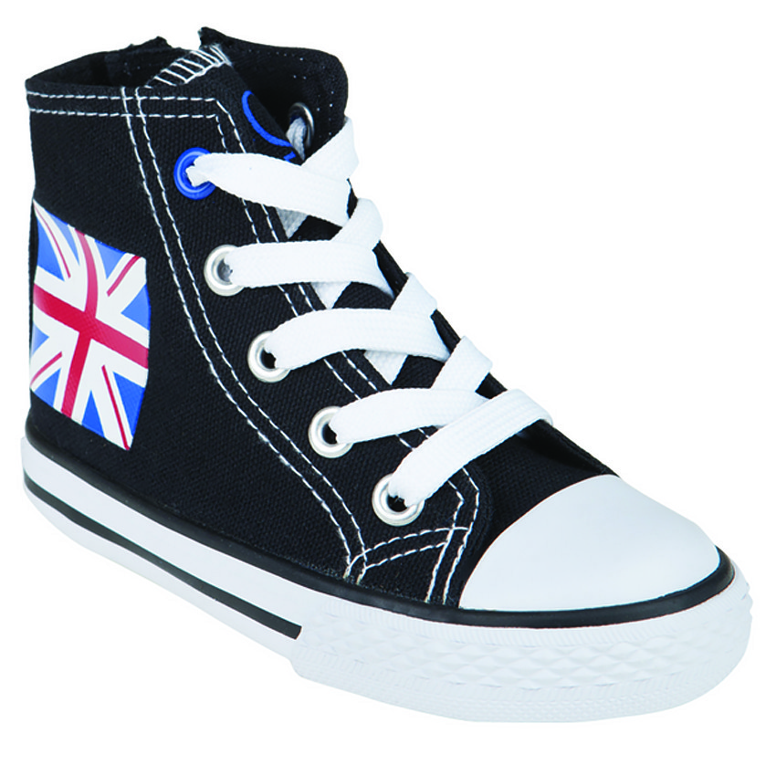 Baskets montantes à lacets avec patch drapeau  