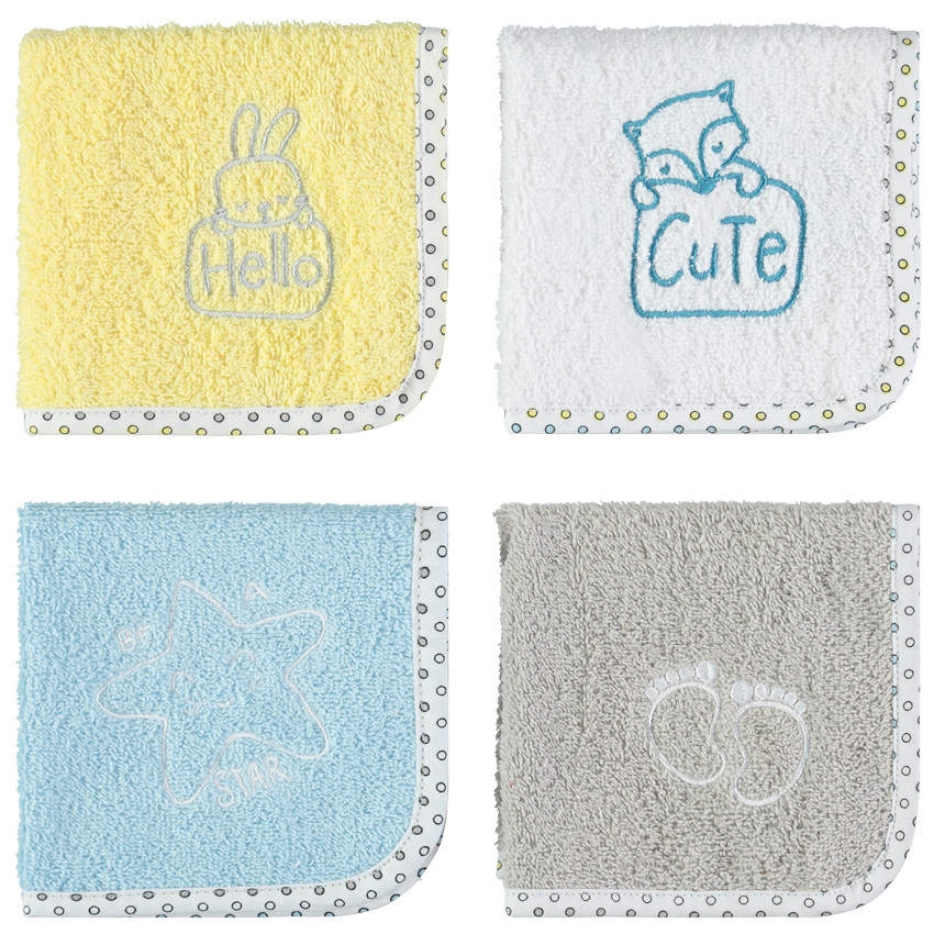 Set de 4 serviettes en éponge à motifs à broder  