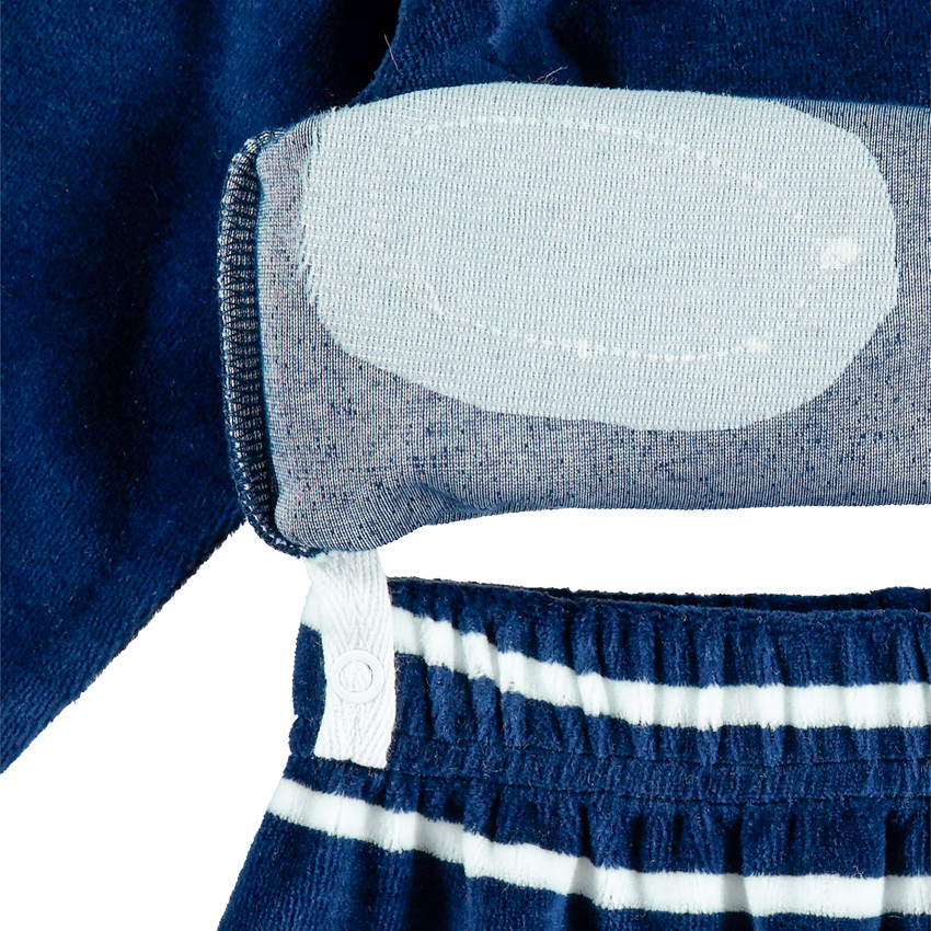 Πιτζάμα βελουτέ με δεινόσαυρο και παντελόνι ριγέ 