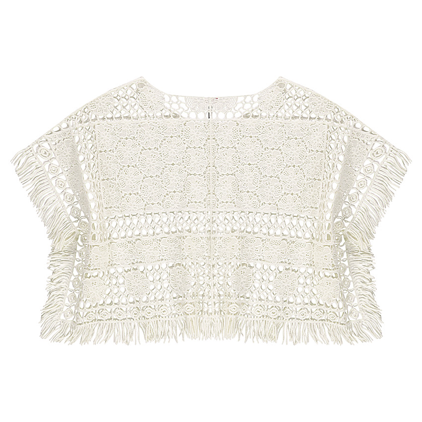 Παιδικά - Πόντσο πλεκτό στο βελονάκι με κρόσσια 