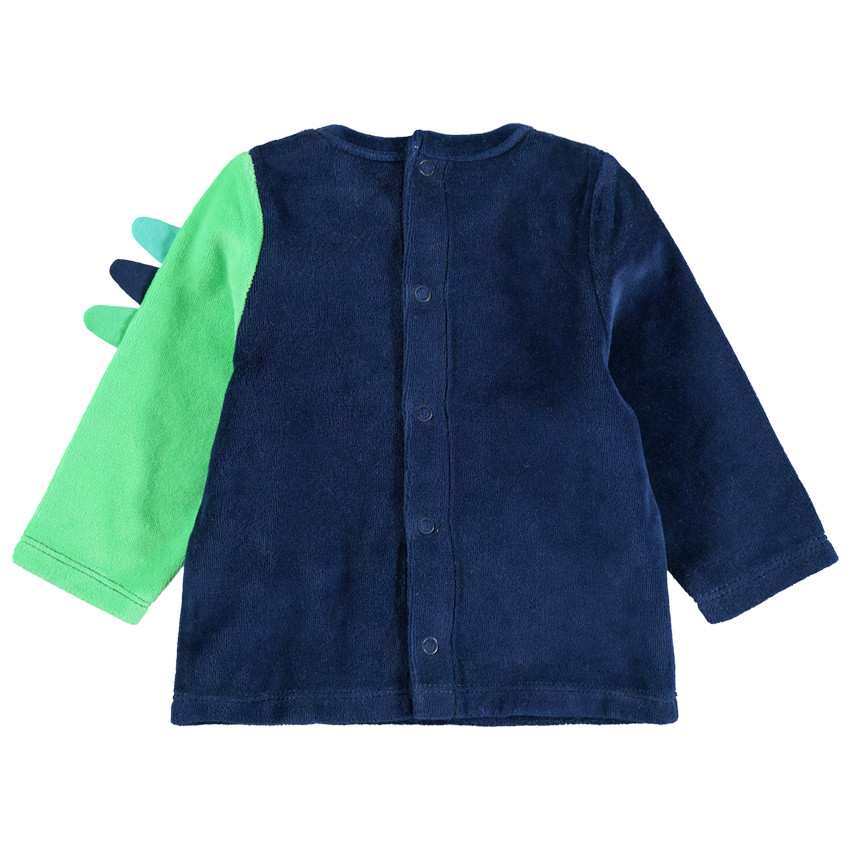 Πιτζάμα βελουτέ με δεινόσαυρο και παντελόνι ριγέ 