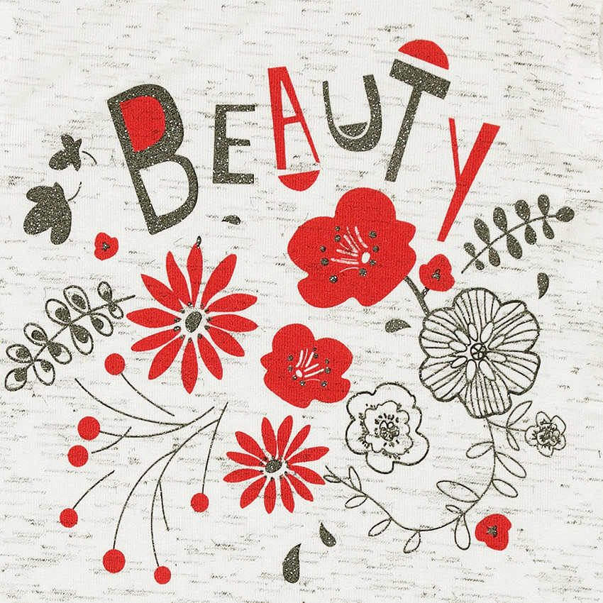 Μακρυμάνικη μπλούζα ζέρσεϊ ζασπέ με λουλούδια με παγιέτες  