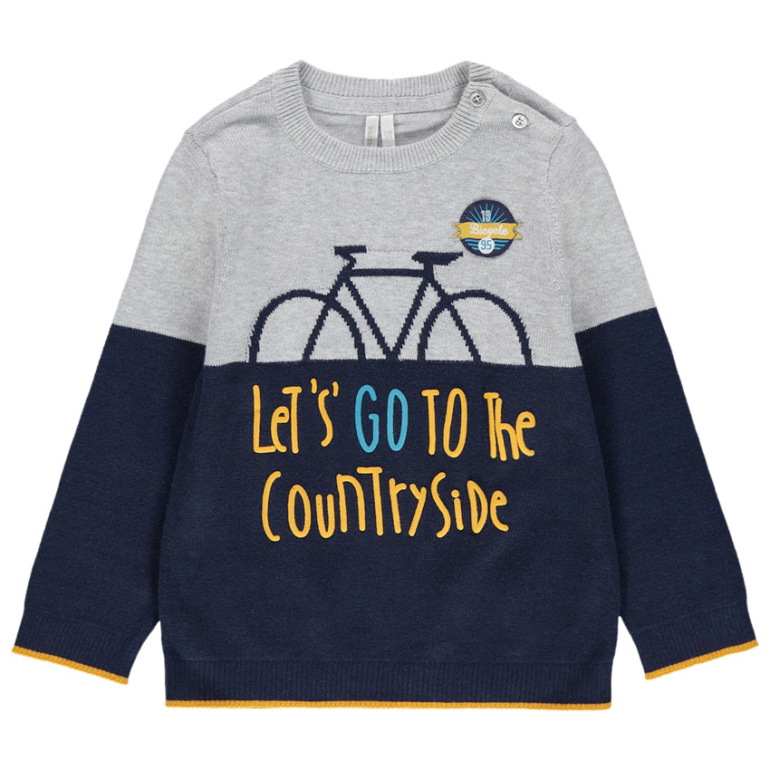 Δίχρωμο πλεκτό με ζακάρ μοτίβο ποδήλατο 