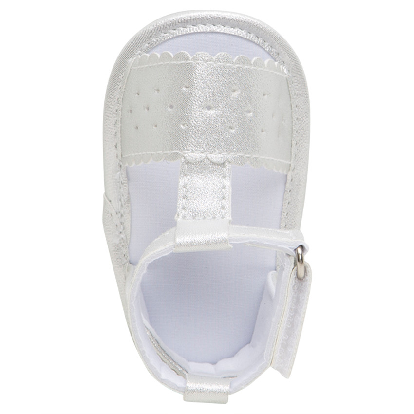 Ασημί πέδιλα με λουράκι και αυτοκόλλητο βέλκρο 