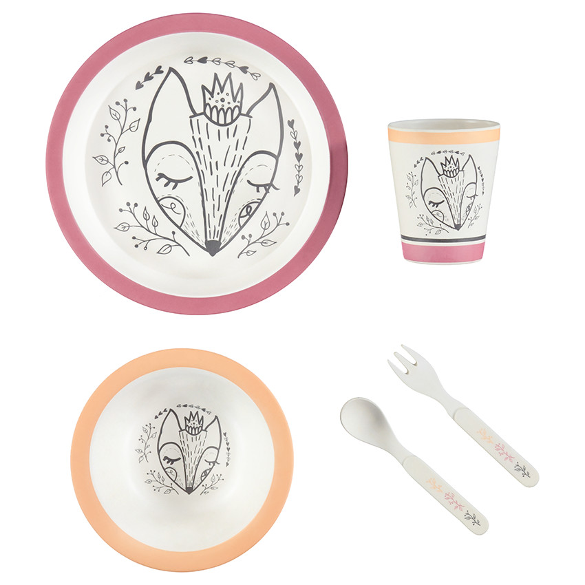 Σετ φαγητού bamboo kingfox 5 tem. uni 