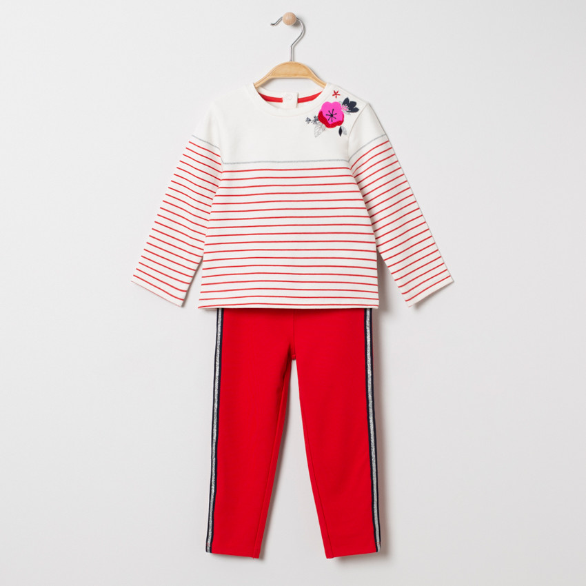 Ensemble t-shirt rayé et pantalon à bandes brillantes 