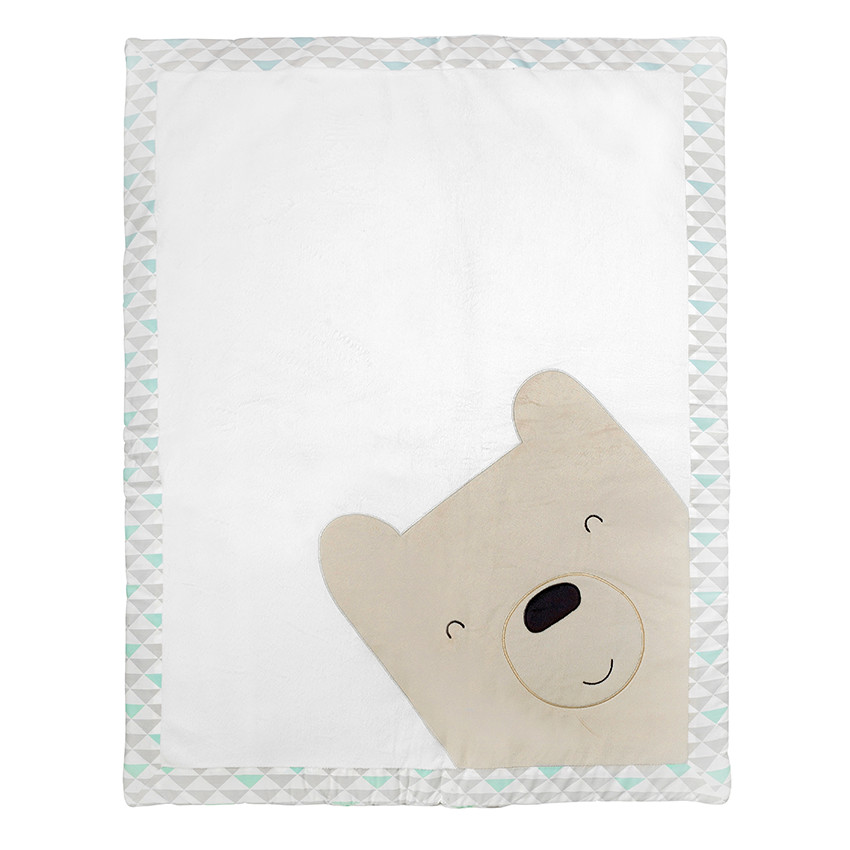 Tour de parc + tapis de parc en popeline motif ourson 