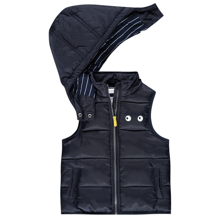 Καπιτονέ μπουφάν με ζέρσεϊ ριγέ επένδυση και αφαιρούμενη κουκούλα 